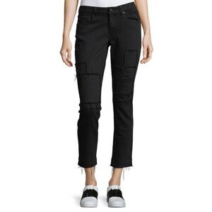Derek Lam 10 Crosby Denim Mila Mid-rise Patchwork Girlfriend Jeans Black Size 27